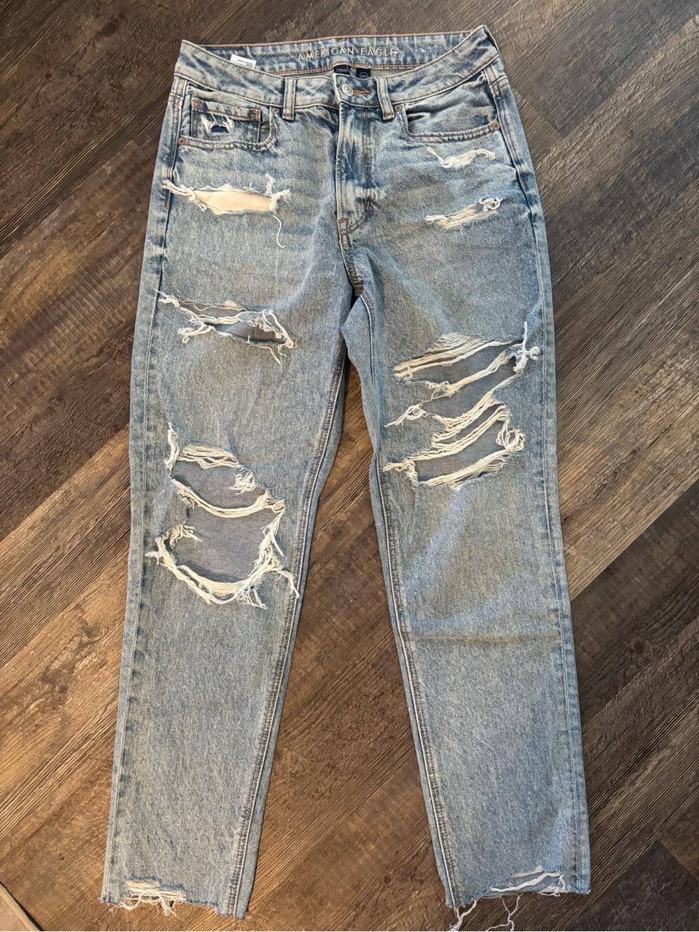 American Eagle Blue Washed Mom Jeans